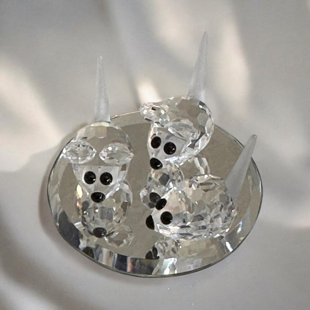 Swarovski 3 Mini Field Mice on mirror Crystal Figurine 7631 NR 015 000 VTG